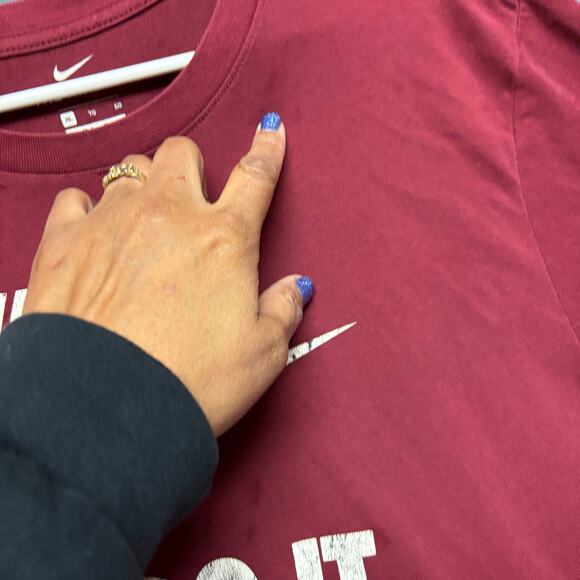 Nike Dri-Fit Burgundy Shirt Trashed Skater Grunge Performance Just Do It Swoosh - Picture 12 of 14